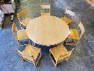 Wood Table & Chairs Set.  1 Lot = 8 pieces 